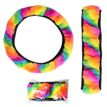 Load image into Gallery viewer, Universal 37-38cm Colorful Plush Elastic Car Steering Wheel Cover Winter Warmer Steering Wheel Cover Accessories
