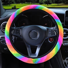 Load image into Gallery viewer, Universal 37-38cm Colorful Plush Elastic Car Steering Wheel Cover Winter Warmer Steering Wheel Cover Accessories
