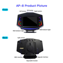 Load image into Gallery viewer, Car OBD2 Smart HUD Head Up Display With Ambient Light Slope Meter Air/Oil Temp Smart Gauge GPS Speed Driving Distance
