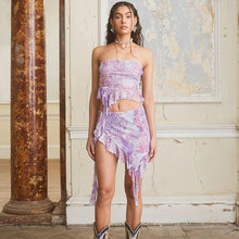 Load image into Gallery viewer, Printed Irregular Sleeveless Off Shoulder Tube Top Vest + Low Waist Hip Skirt Two-piece Suit
