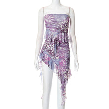 Load image into Gallery viewer, Printed Irregular Sleeveless Off Shoulder Tube Top Vest + Low Waist Hip Skirt Two-piece Suit
