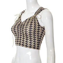 Load image into Gallery viewer, Sleeveless Plaid Print Tie Crop Sexy Top Tank Top Lace Up Navel Casual Top Vest
