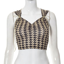 Load image into Gallery viewer, Sleeveless Plaid Print Tie Crop Sexy Top Tank Top Lace Up Navel Casual Top Vest
