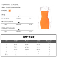 Load image into Gallery viewer, Sexy Orange Side Cutout Waist Hollow Diamond Chain Open Back Tube Top Strapless Slip Hip Dress
