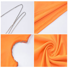 Load image into Gallery viewer, Sexy Orange Side Cutout Waist Hollow Diamond Chain Open Back Tube Top Strapless Slip Hip Dress
