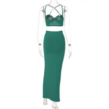 Load image into Gallery viewer, Open Back Off Shoulder Lowcut Hollow Sexy Strap Tube Top + Slim Slit Long Skirt Set
