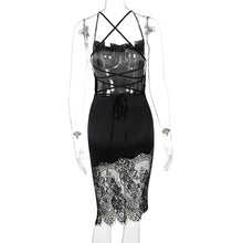 Load image into Gallery viewer, Sexy Stitching Lace Dress Autumn Lace-up Backless Off Shoulder Elegant Hip Skirt Lowcut Short Dress
