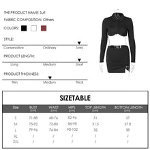 Load image into Gallery viewer, Polo Collar Cardigan Long Sleeve Short Top T-shirt Hollow Open Back Slim Fit Slit Wrap Hip Skirt Suit

