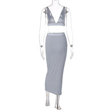 Load image into Gallery viewer, Sexy Women Two-piece V-neck Lowcut Backless Off Shoulder Vest Tube Top Slim Fit Wrap Hip Skirt Long Dress Suit
