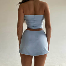 Load image into Gallery viewer, Fashion Casual Off Shoulder Strapless Tube Sleeveless Top Solid Color Women Low Waist Slim Hip Skirt Suit

