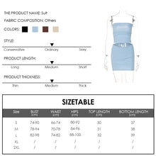 Load image into Gallery viewer, Fashion Casual Off Shoulder Strapless Tube Sleeveless Top Solid Color Women Low Waist Slim Hip Skirt Suit
