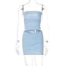 Load image into Gallery viewer, Fashion Casual Off Shoulder Strapless Tube Sleeveless Top Solid Color Women Low Waist Slim Hip Skirt Suit
