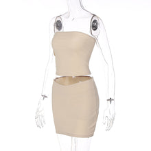 Load image into Gallery viewer, Fashion Casual Off Shoulder Strapless Tube Sleeveless Top Solid Color Women Low Waist Slim Hip Skirt Suit
