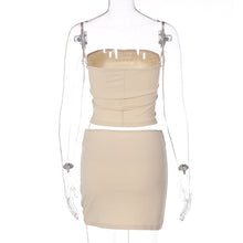 Load image into Gallery viewer, Fashion Casual Off Shoulder Strapless Tube Sleeveless Top Solid Color Women Low Waist Slim Hip Skirt Suit
