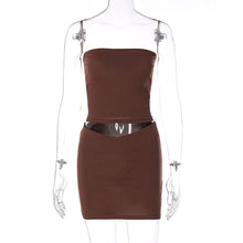 Load image into Gallery viewer, Fashion Casual Off Shoulder Strapless Tube Sleeveless Top Solid Color Women Low Waist Slim Hip Skirt Suit
