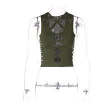 Load image into Gallery viewer, Sexy Summer Cutout Slim Fit Cropped Navel Sleeveless Tank Top Cross Straps Round Neck Off Shoulder T-shirt Vest

