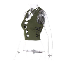 Load image into Gallery viewer, Sexy Summer Cutout Slim Fit Cropped Navel Sleeveless Tank Top Cross Straps Round Neck Off Shoulder T-shirt Vest
