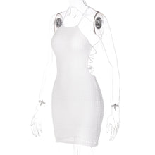 Load image into Gallery viewer, Cross Strappy Halterneck Sexy Backless Round Neck Slim Fit Solid Color Wrap Dress Short Skirt

