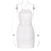 Load image into Gallery viewer, Cross Strappy Halterneck Sexy Backless Round Neck Slim Fit Solid Color Wrap Dress Short Skirt
