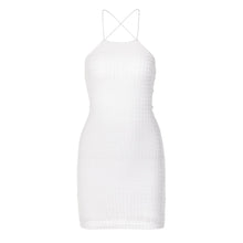 Load image into Gallery viewer, Cross Strappy Halterneck Sexy Backless Round Neck Slim Fit Solid Color Wrap Dress Short Skirt
