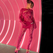 Load image into Gallery viewer, Fashion Sexy Cutout Slim Fit Crew Neck Long Sleeve Jumpsuit 3d Pattern Perspective Hollowed-out Women Trousers Bodysuit
