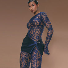 Load image into Gallery viewer, Fashion Sexy Cutout Slim Fit Crew Neck Long Sleeve Jumpsuit 3d Pattern Perspective Hollowed-out Women Trousers Bodysuit
