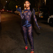 Load image into Gallery viewer, Fashion Sexy Cutout Slim Fit Crew Neck Long Sleeve Jumpsuit 3d Pattern Perspective Hollowed-out Women Trousers Bodysuit
