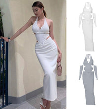 Load image into Gallery viewer, Off Shoulder Sexy Backless Waist-in Hollow Bodysuit Slim Fit Wrap Skirt Halterneck Solid Color Suit
