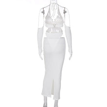 Load image into Gallery viewer, Off Shoulder Sexy Backless Waist-in Hollow Bodysuit Slim Fit Wrap Skirt Halterneck Solid Color Suit
