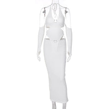 Load image into Gallery viewer, Off Shoulder Sexy Backless Waist-in Hollow Bodysuit Slim Fit Wrap Skirt Halterneck Solid Color Suit
