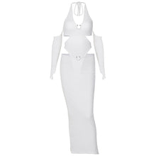 Load image into Gallery viewer, Off Shoulder Sexy Backless Waist-in Hollow Bodysuit Slim Fit Wrap Skirt Halterneck Solid Color Suit
