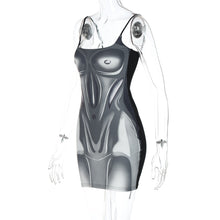 Load image into Gallery viewer, Thermal Imaging Printed Autumn Fashion Personality Off Shoulder Open Back Strappy Wrap Hip Skirt Short Sling Dress
