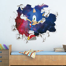 Load image into Gallery viewer, Cartoon Sonic 3D Wall Sticker Kawaii Creative Animation Game Peripheral Wallpaper Bedroom PVC Broken Wall Graffiti Decoration
