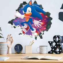 Load image into Gallery viewer, Cartoon Sonic 3D Wall Sticker Kawaii Creative Animation Game Peripheral Wallpaper Bedroom PVC Broken Wall Graffiti Decoration
