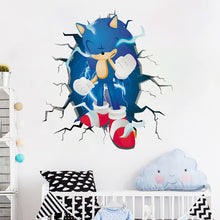 Load image into Gallery viewer, Cartoon Sonic 3D Wall Sticker Kawaii Creative Animation Game Peripheral Wallpaper Bedroom PVC Broken Wall Graffiti Decoration

