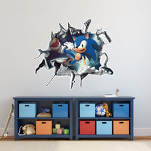 Load image into Gallery viewer, Cartoon Sonic 3D Wall Sticker Kawaii Creative Animation Game Peripheral Wallpaper Bedroom PVC Broken Wall Graffiti Decoration
