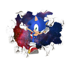 Load image into Gallery viewer, Cartoon Sonic 3D Wall Sticker Kawaii Creative Animation Game Peripheral Wallpaper Bedroom PVC Broken Wall Graffiti Decoration
