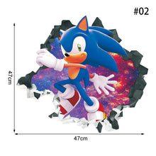 Load image into Gallery viewer, Cartoon Sonic 3D Wall Sticker Kawaii Creative Animation Game Peripheral Wallpaper Bedroom PVC Broken Wall Graffiti Decoration
