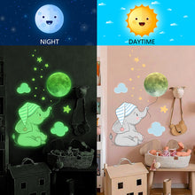 Load image into Gallery viewer, Luminous Baby Elephant Moon Wall Stickers Kids Room Baby Nursery Bedroom Home Decoration Wall Decals Glow in the Dark DIY Creative Home Decor
