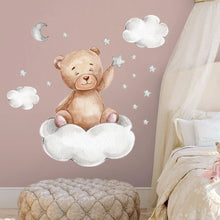 Load image into Gallery viewer, Moon Cloud Big Wall Stickers For Kids Rooms Boys Stars Large Wall Stickers For Children's Room Bear Bedroom Decoration
