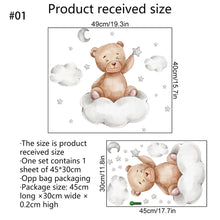 Load image into Gallery viewer, Moon Cloud Big Wall Stickers For Kids Rooms Boys Stars Large Wall Stickers For Children's Room Bear Bedroom Decoration
