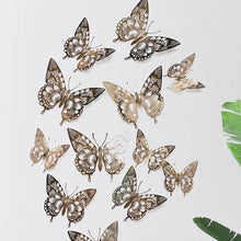 Load image into Gallery viewer, 12Pcs 3D Hollow Butterfly Wall Sticker For Home Decoration DIY Wall Stickers For Kids Rooms Party Wedding Decor Butterfly Fridge
