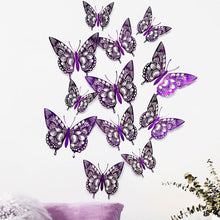 Load image into Gallery viewer, 12Pcs 3D Hollow Butterfly Wall Sticker For Home Decoration DIY Wall Stickers For Kids Rooms Party Wedding Decor Butterfly Fridge
