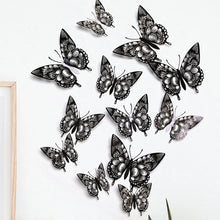 Load image into Gallery viewer, 12Pcs 3D Hollow Butterfly Wall Sticker For Home Decoration DIY Wall Stickers For Kids Rooms Party Wedding Decor Butterfly Fridge
