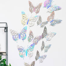 Load image into Gallery viewer, 12Pcs 3D Hollow Butterfly Wall Sticker For Home Decoration DIY Wall Stickers For Kids Rooms Party Wedding Decor Butterfly Fridge
