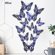 Load image into Gallery viewer, 12Pcs 3D Hollow Butterfly Wall Sticker For Home Decoration DIY Wall Stickers For Kids Rooms Party Wedding Decor Butterfly Fridge
