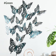 Load image into Gallery viewer, 12Pcs 3D Hollow Butterfly Wall Sticker For Home Decoration DIY Wall Stickers For Kids Rooms Party Wedding Decor Butterfly Fridge
