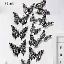 Load image into Gallery viewer, 12Pcs 3D Hollow Butterfly Wall Sticker For Home Decoration DIY Wall Stickers For Kids Rooms Party Wedding Decor Butterfly Fridge
