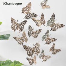 Load image into Gallery viewer, 12Pcs 3D Hollow Butterfly Wall Sticker For Home Decoration DIY Wall Stickers For Kids Rooms Party Wedding Decor Butterfly Fridge
