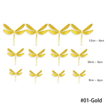 Load image into Gallery viewer, 12Pcs 3D Hollow Dragonfly Wall Sticker For Home Decoration DIY Wall Stickers For Kids Rooms Party Wedding Decor
